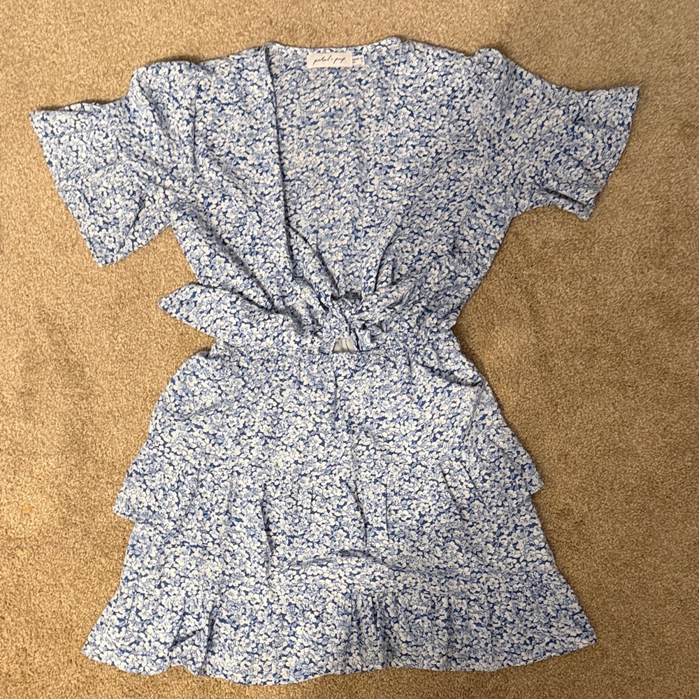Petal & Pup Blue and White Floral Mini Dress